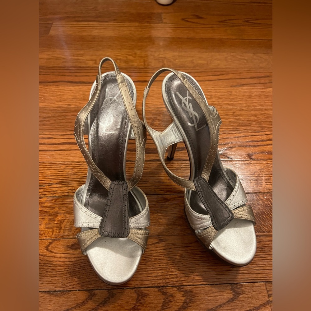 YSL multi tone leather heels